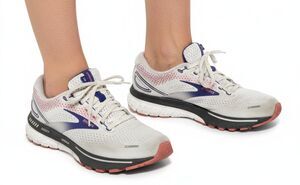 Brooks Shoes Ghost 14 Athletic Running Sneaker Womens 8.5 M White/Coral/Purple
